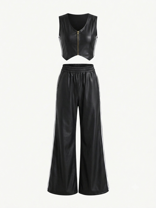 Conjunto dama chico negro con orillas blancas @.N.T