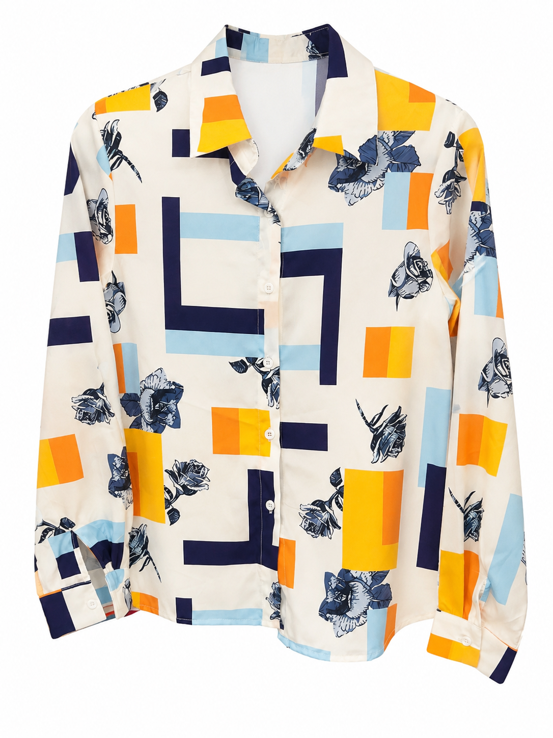 Camisa dama mediana geometría floral