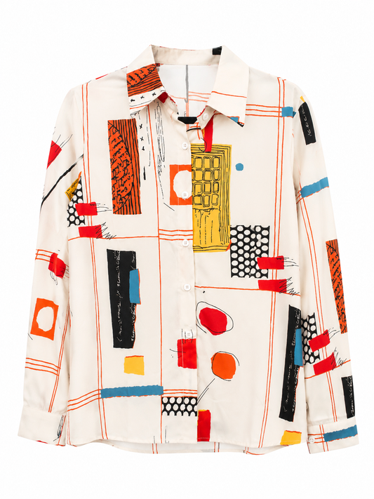 Camisa dama mediana estampado abstracto moderno SH@IN