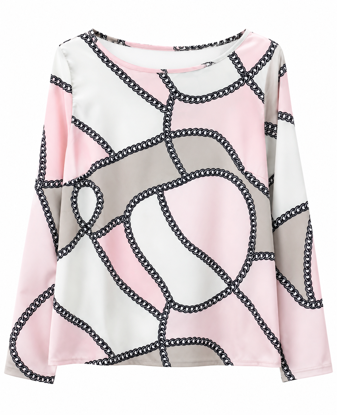 Blusa dama mediana rosa con cadenas elegantes SH@IN