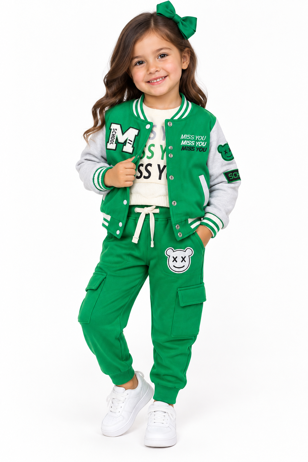 Set niña varsity verde 3 piezas 💚