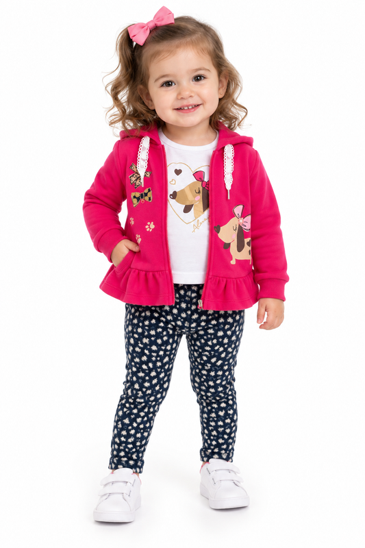 Set niña perrito fucsia 3 piezas 🎀🐶