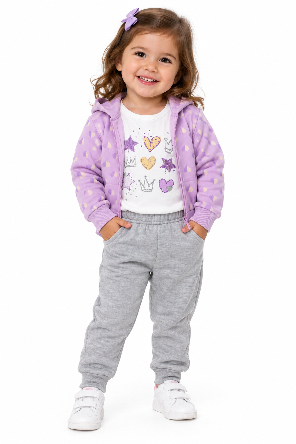 Set niña corazones lila 3 piezas 💜✨