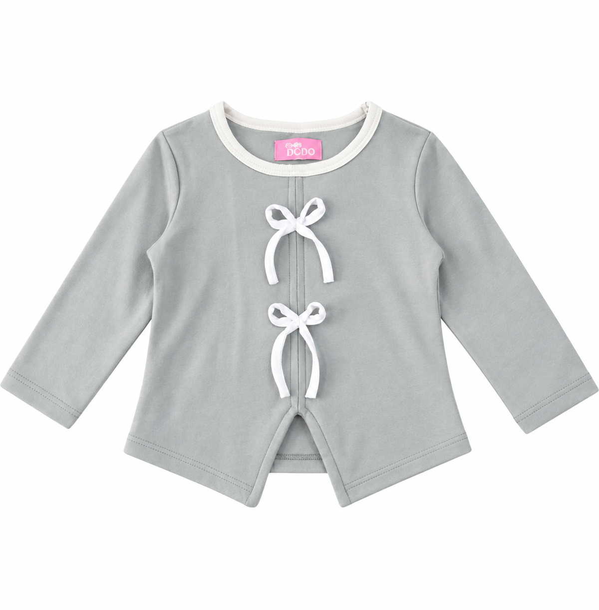 Blusa niña gris con moños blancos 🎀