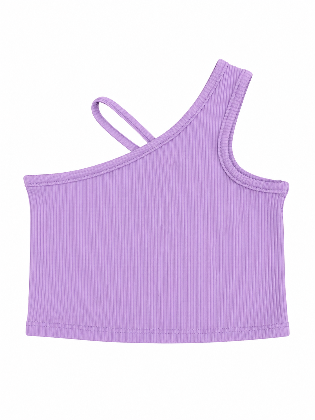 Blusa niña crop lila de un hombro