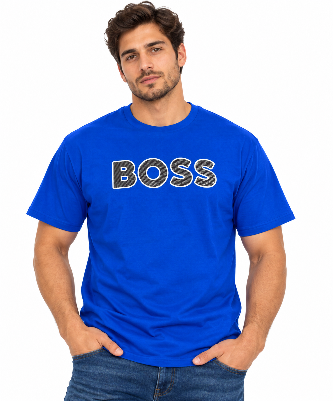 Playera Caballero con Estampado de Letras blanco con negro