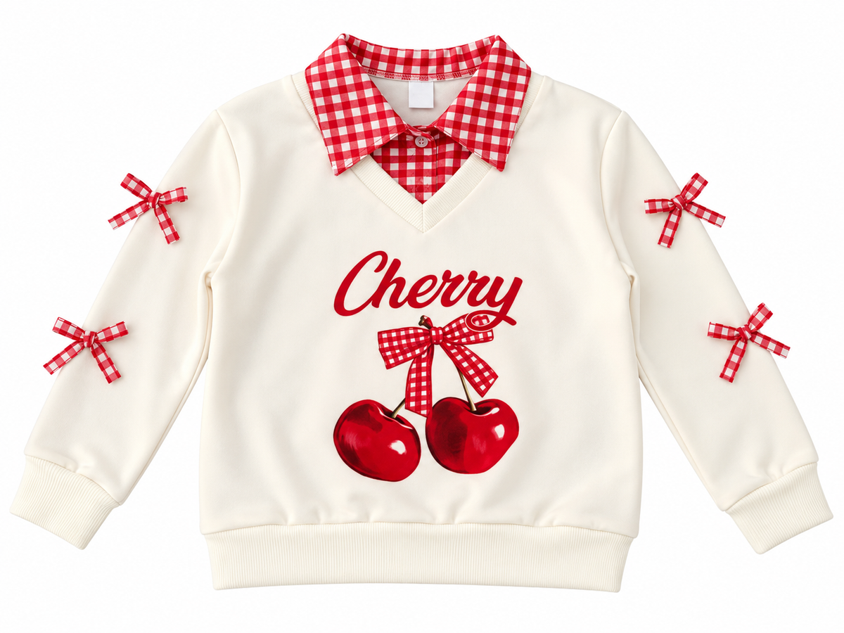 Set niña Cherry con falda a cuadros