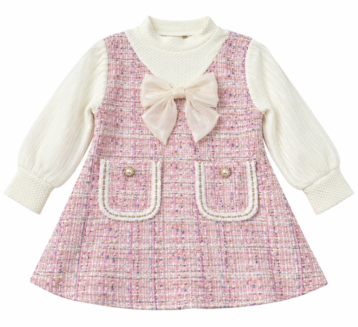 Vestido Niña Elegance Rosa con Moño