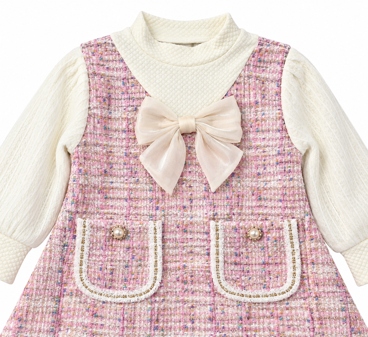 Vestido Niña Elegance Rosa con Moño