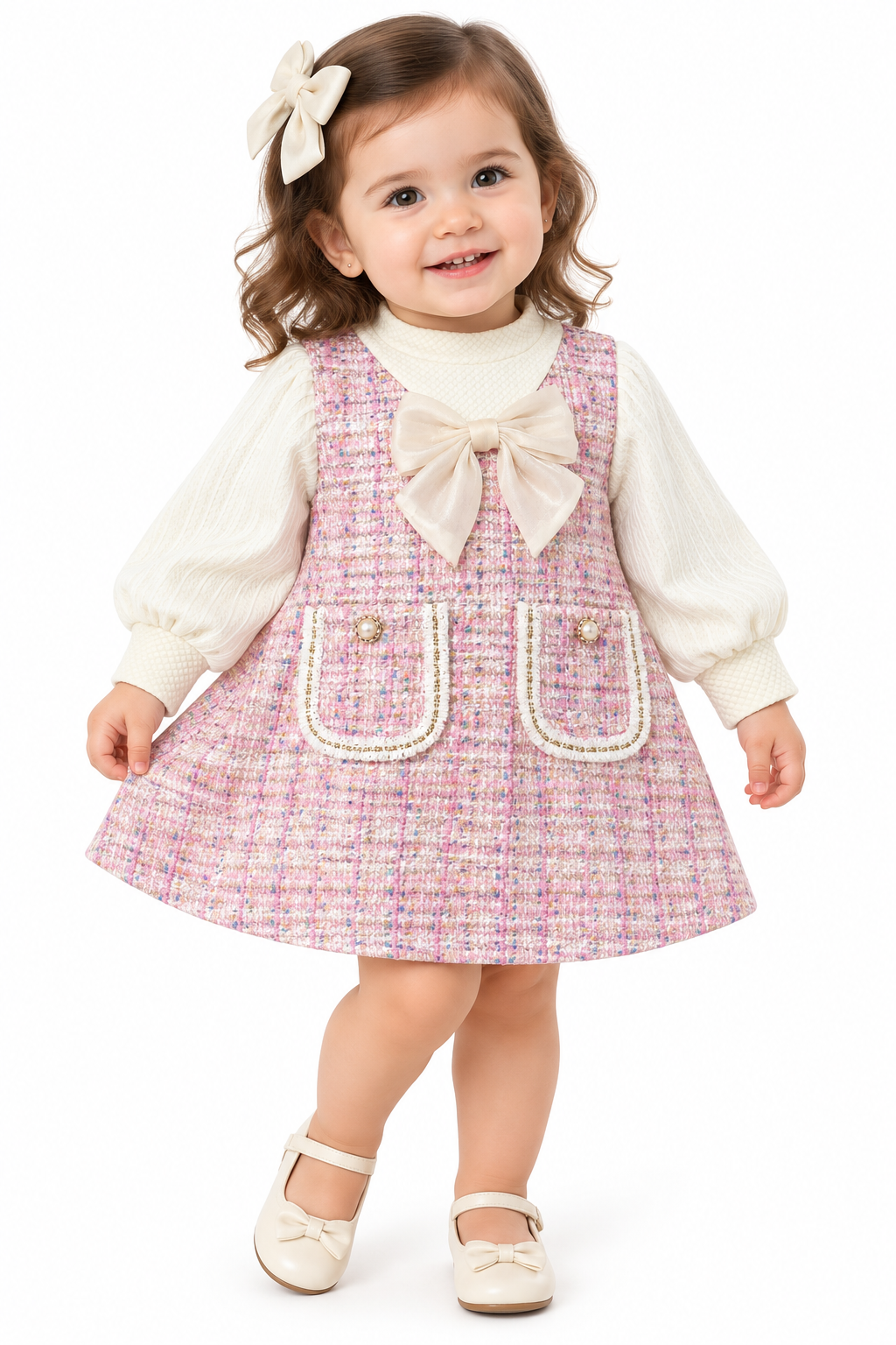 Vestido Niña Elegance Rosa con Moño